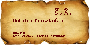 Bethlen Krisztián névjegykártya